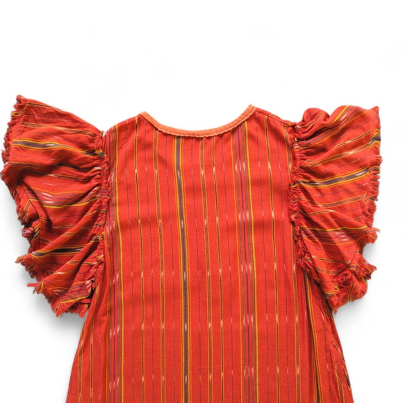 Free People Better Days Short Sleeve Striped Maxi Dress Red Combo Women's Sz S - Picture 10 of 13